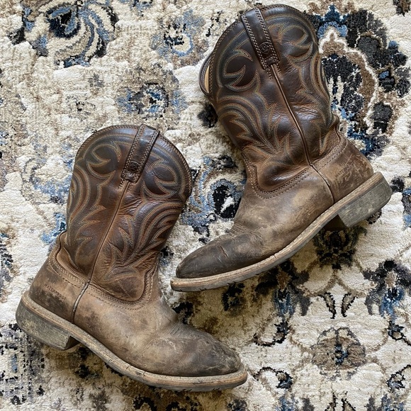 Ariat Other - Ariat Brown Size 9.5 D Men Leather Work Western Square Toe Cowboy Boots